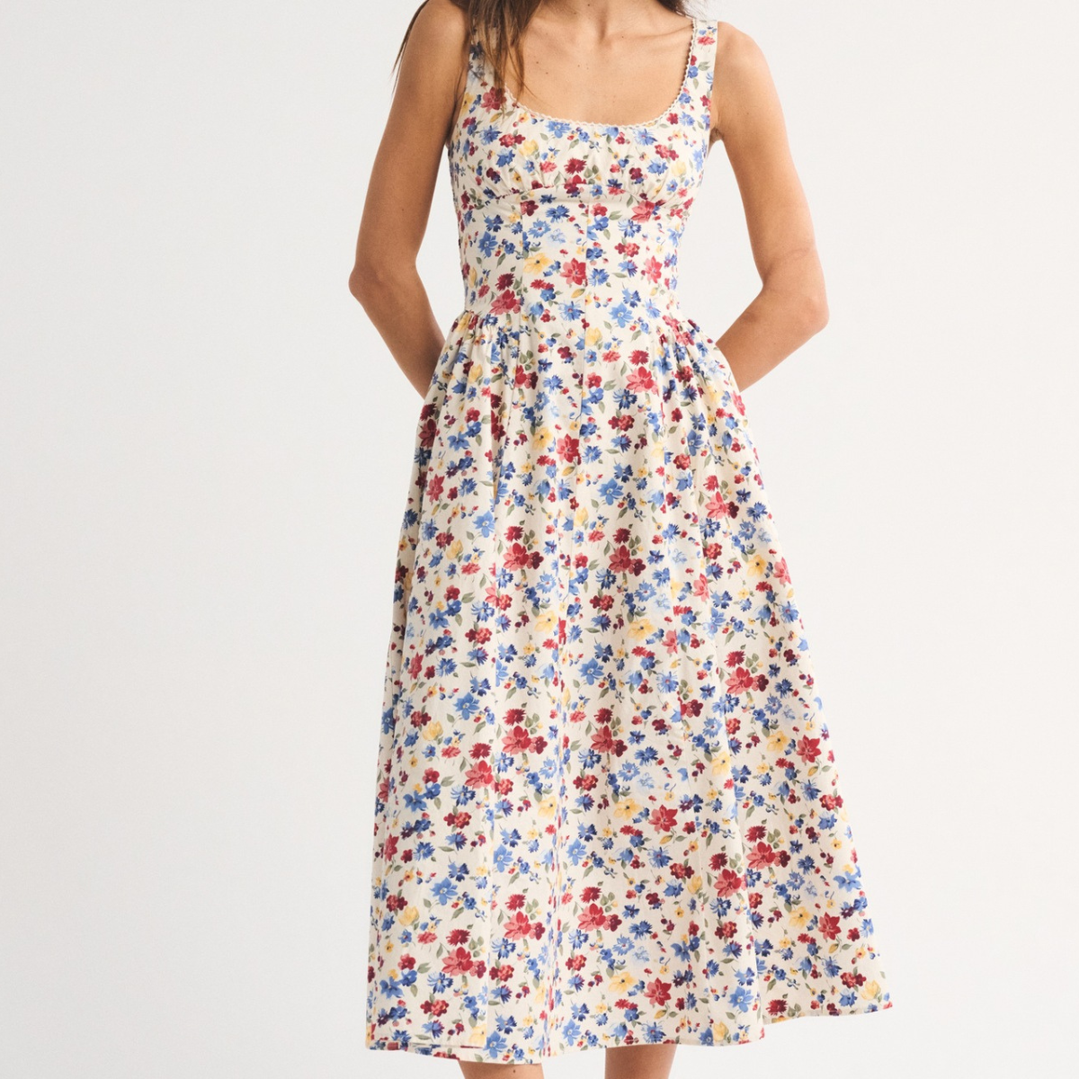 Sleeveless Printed Midi Dress