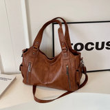 Women's Faux Leather Shoulder Bag with Detachable Strap