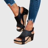 Cutout Platform Wedge Sandals