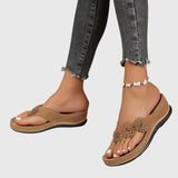 Floral Wedge Flip Flop Sandals
