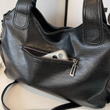 Women's Faux Leather Shoulder Bag with Detachable Strap