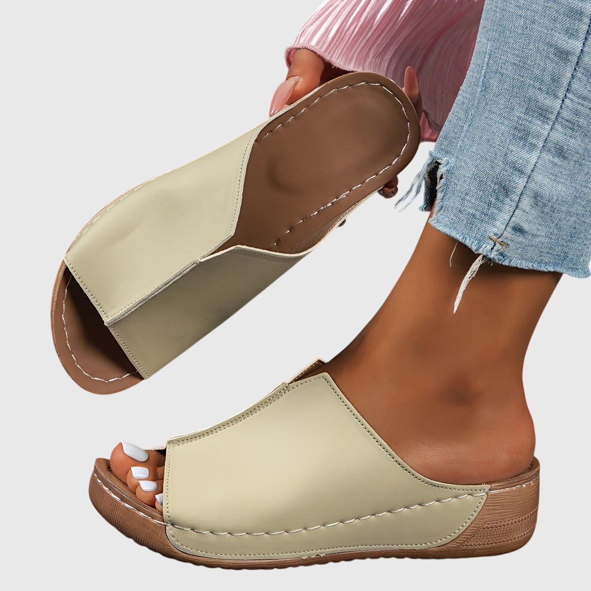 Open Toe Slip-On Clog Sandals