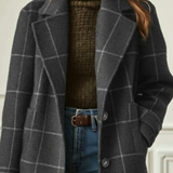 Plaid Longline Wool Blend Coat