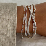 Women's Stainless Steel Adjustable Bracelet Set, 5 Pieces