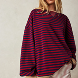 Oversized Striped Crewneck Sweatshirt