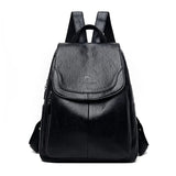Women's Faux Leather Flap Backpack with Adjustable Straps
