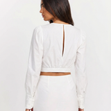 Cropped Long Sleeve Knit Top with Minimalist Design