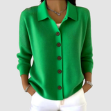 Women's Collared Knit Button-Front Cardigan