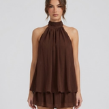 Halter Neck Layered Mini Dress