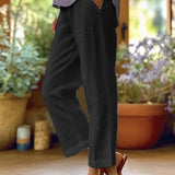 Relaxed Linen Blend Cropped Trousers