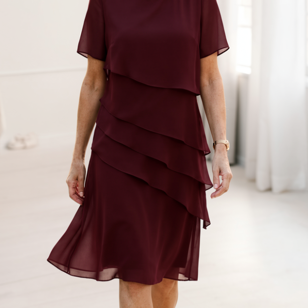 Elarisse | Ruffle Midi Dress Flowing Timeless Comfort Elegance