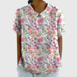 Floral Print V-Neck Short Sleeve Blouse