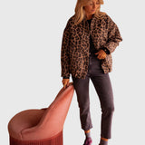 Leopard Print Teddy Fleece Jacket