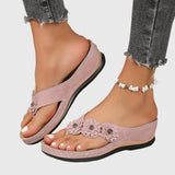 Floral Wedge Flip Flop Sandals