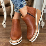 Women's Platform Ankle Boots with Cushioned Sole