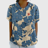 Floral Print V-Neck Short Sleeve Blouse
