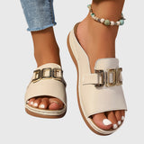 Double Buckle Platform Slide Sandals