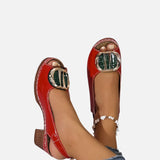 Women's Glossy Ankle Strap Cushioned Block Heels