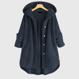 Hooded Button Front Sherpa Fleece Cardigan