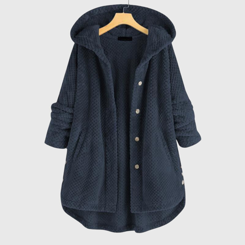 Hooded Button Front Sherpa Fleece Cardigan