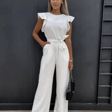 Wide-Leg Jumpsuit Butterfly Sleeves