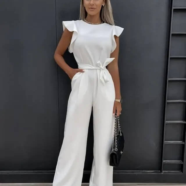 Wide-Leg Jumpsuit Butterfly Sleeves
