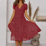 Printed V-Neck Midi Dress