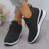 Women's Rhinestone Chunky Platform Lace-Up Sneakers