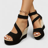 Cross Strap Platform Wedge Sandals