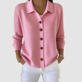 Women's Collared Knit Button-Front Cardigan