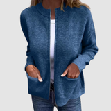 Women's Ribbed Knit Zip-Up Cardigan with Pockets