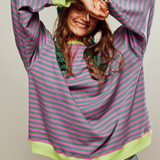 Oversized Striped Crewneck Sweatshirt