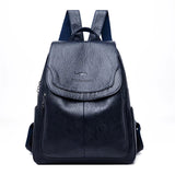 Women's Faux Leather Flap Backpack with Adjustable Straps