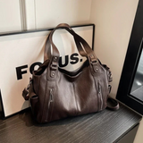Women's Faux Leather Shoulder Bag with Detachable Strap