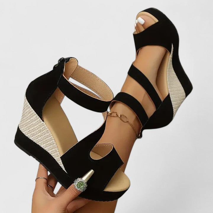 Cross Strap Platform Wedge Sandals