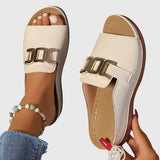 Double Buckle Platform Slide Sandals