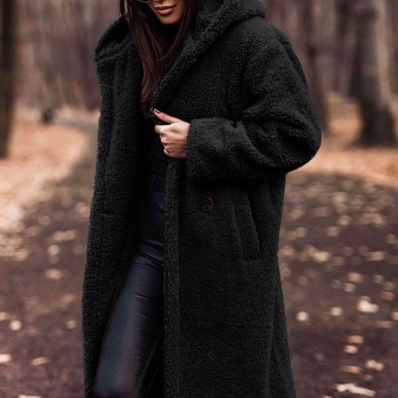 Long Teddy Fleece Button Coat