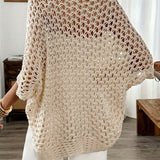 Women's Open-Knit Crochet Short Sleeve Cardigan