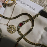 Women's 18K Gold Plated Gemstone Pendant Necklace