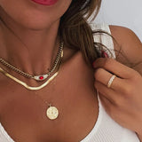 Women's 18K Gold Plated Gemstone Pendant Necklace