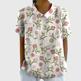 Floral Print V-Neck Short Sleeve Blouse