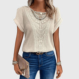 Crochet Knit Short Sleeve Blouse