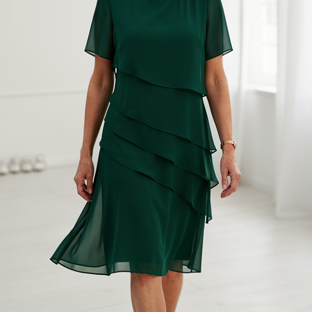 Elarisse | Ruffle Midi Dress Flowing Timeless Comfort Elegance