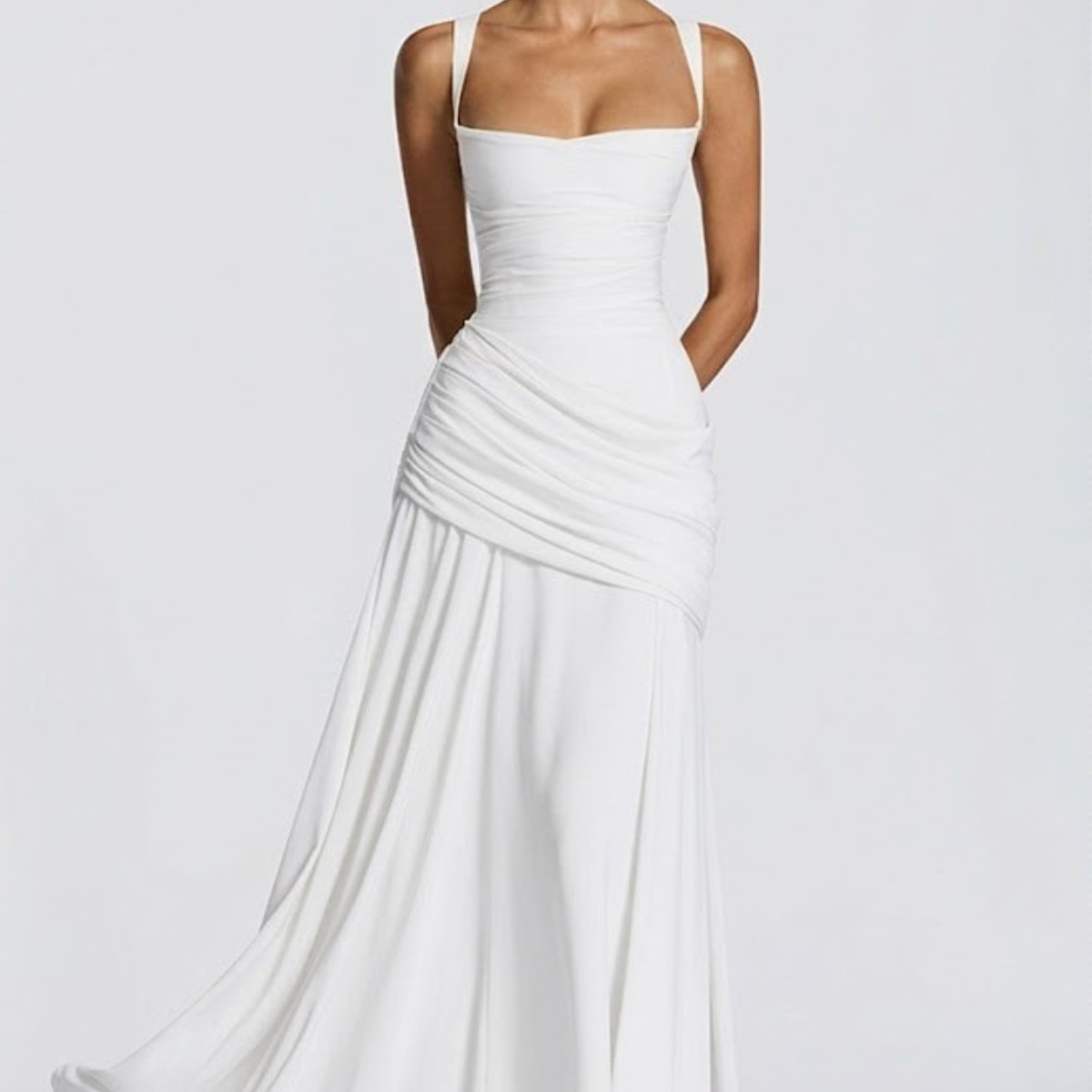Strapless Draped Maxi Dress