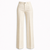 Women's High-Waist Wide-Leg Polyester Trousers