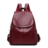 Women's Faux Leather Flap Backpack with Adjustable Straps