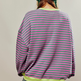 Oversized Striped Crewneck Sweatshirt