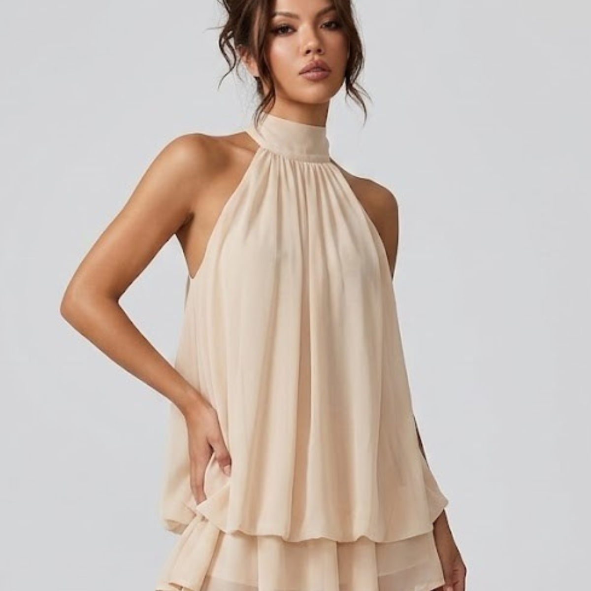 Halter Neck Layered Mini Dress