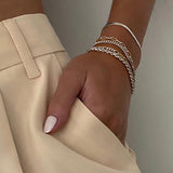 Women's Stainless Steel Adjustable Bracelet Set, 5 Pieces