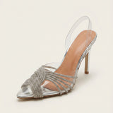 Women's Crystal Embellished Silver Evening Sandals